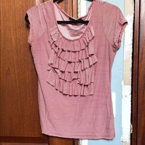 Striped Red Ruffle Top